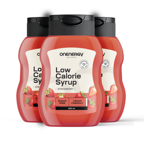 3x Nízkokalorický sirup se sladidly – jahoda, dohromady 1050 ml