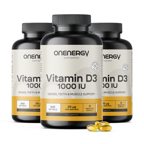 3x Vitamín D3 1000 m.j., dohromady 720 měkkých kapslí