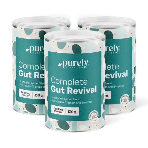3x Complete Gut Revival – prebiotická směs v prášku, dohromady 450 g