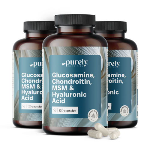 3x Glukosamin, chondroitin, MSM a kyselina hyaluronová, dohromady 360 kapslí