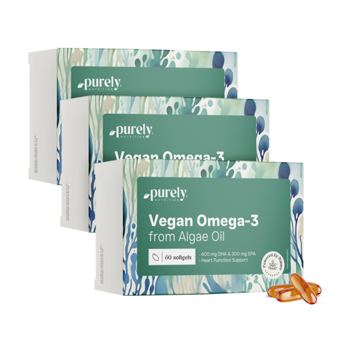 3x Veganská omega-3 1100 mg – z řas, dohromady 180 měkkých kapslí
