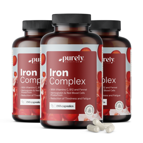 3x Iron Complex - železo s vitamíny C a B12, dohromady 540 kapslí