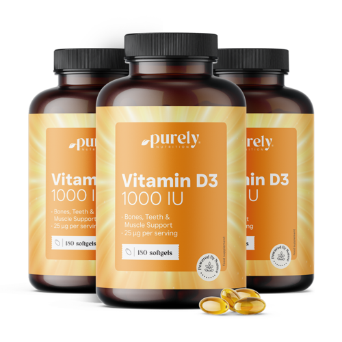 3x Vitamín D3 1000 m.j., dohromady 540 měkkých kapslí