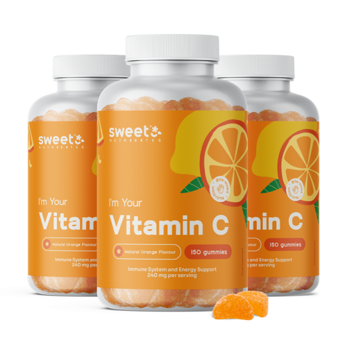 3x Vitamín C 240 mg, dohromady 450 g gumových bonbonů
