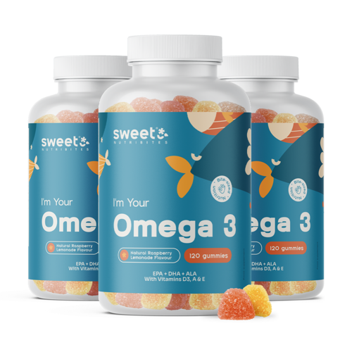 3x Omega-3, dohromady 360 gumových bonbonů