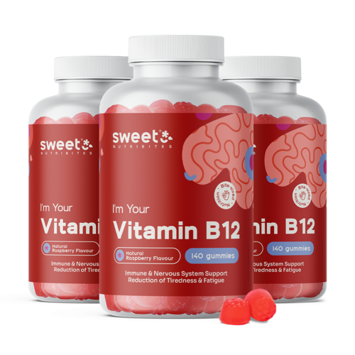 3x Vitamín B12 500 µg, dohromady 420 gumových bonbonů
