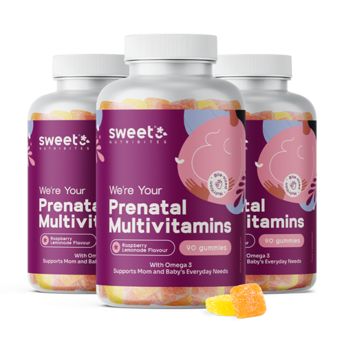 3x Prenatální multivitamíny + omega-3, dohromady 270 gumových bonbonů