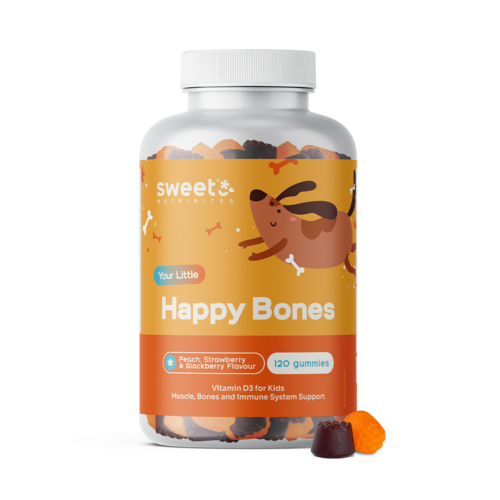 Happy Bones – gumové bonbony pro děti s vitamínem D3, 120 gumových bonbonů
