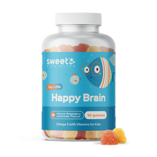 Happy Brain – gumové bonbony pro děti s omega-3 mastnými kyselinami, 90 gumových bonbonů
