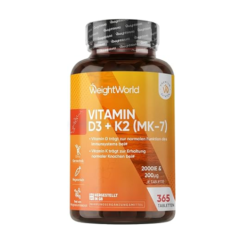 Vitamíny D3 + K2, 365 tablet
